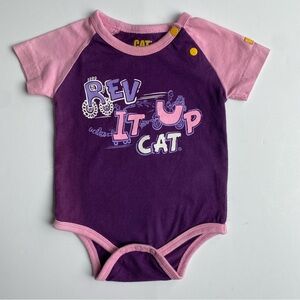CAT Apparel Caterpillar One Piece Size 6 Months Pink Purple Snap Shirt Romper.